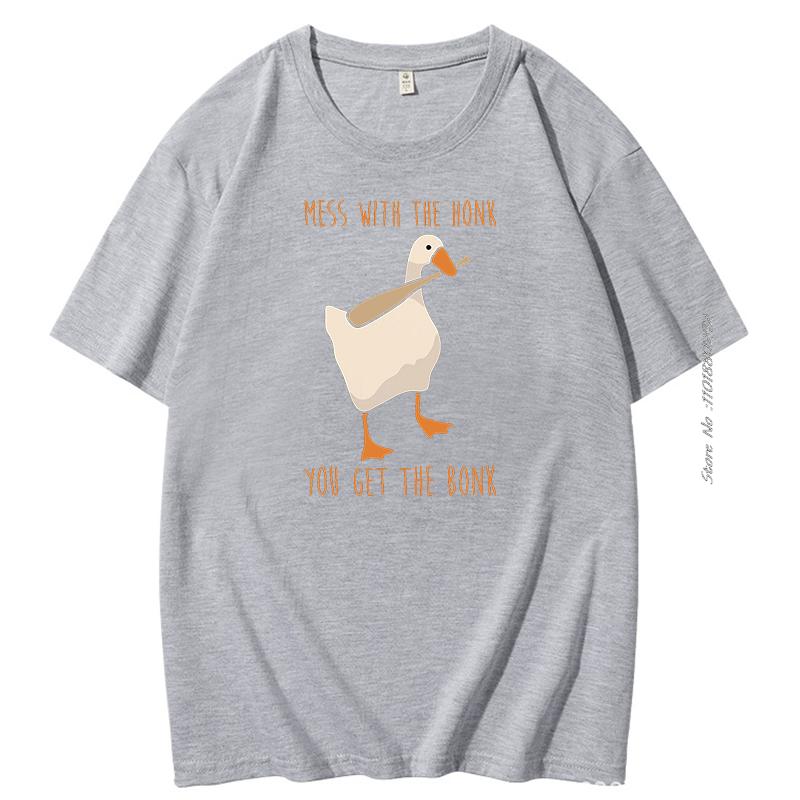 Mess With The Honk You Get The Bonk Cotton Tshirt Design Untitled Goose Games Funny Graphic T Shirts Mens Short Sleeve Tshirt