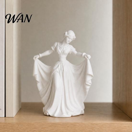 3D Printed Home Decor Dancer Figurine, Elegant Dance Girl Statue with Flowing Dress, Aesthetic PLA Art Classical Ornament Sculpture for Decor, Modern