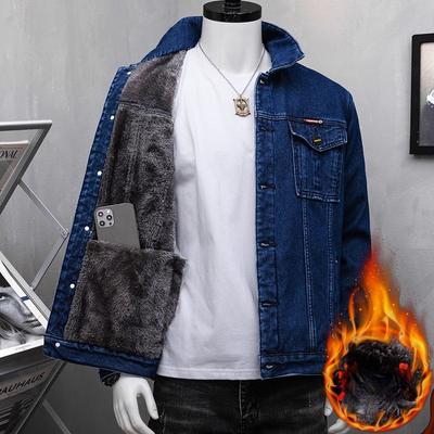 Плюс бархатная толстая джинсовая куртка мужская осенне-зимняя теплая куртка большого размера 6XL хлопковая одежда трендовая утепленная куртка с защитой от холода