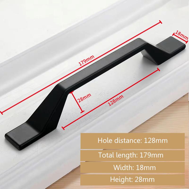 Black Furniture Cabinet Door Handle Cupboard Wardrobe Drawer Dresser Knob Pull 96/128mm Hole Kitchen Closet Manufacture Factory
