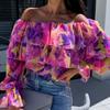 Women's Sexy Fashion One Shoulder Strapless Printed Shirt