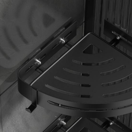 Компактная угловая душевая полка для ванной комнаты, бесплатная перфорация, простая установка, 2 крючка