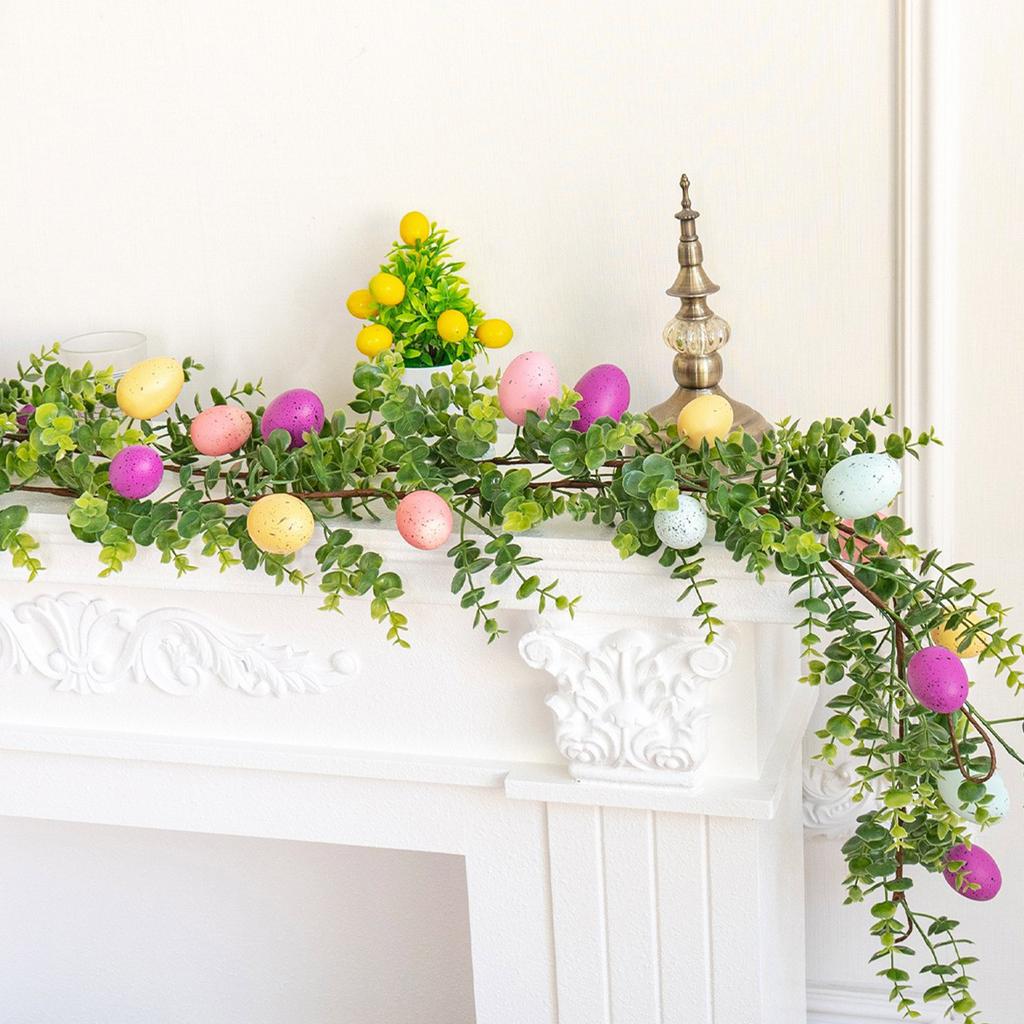 Пасхальный Имитация Листьев Яйца Ротанг Праздничный Набор Зеленые Листья Виноградные Лозы