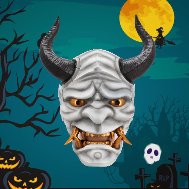 Потрясающие маски Ханья из смолы с рогами, идеально подходящие для празднования Хэллоуина и тематических мероприятий