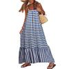 Boho Sleeveless Maxi Dress for Women Summer Flowy Backless Long Dress Casual