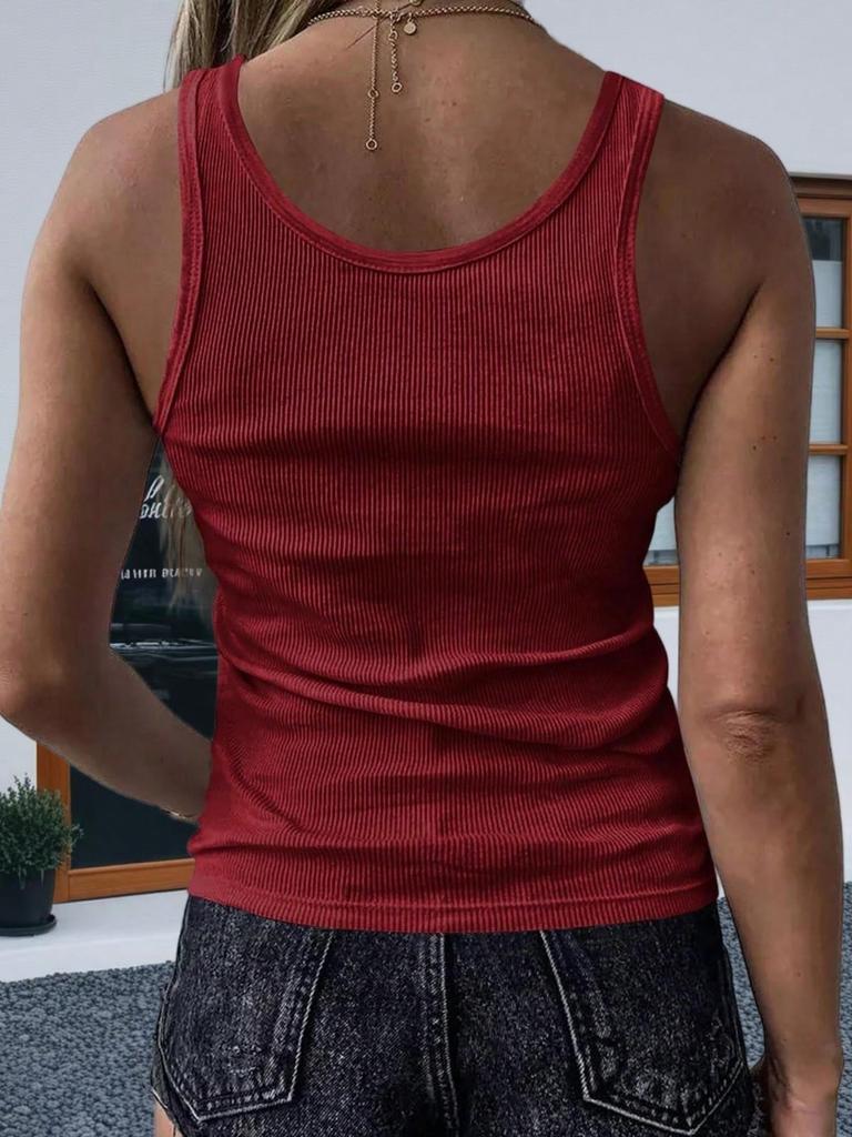 Women's V Neck Ribbed Knit Tank Top Sleeveless Drawstring Casual Basic Shirt
