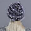 Шапки из натурального меха для женщин Зимняя вязаная из кролика рекс Ручная работа Натуральный мех Теплая Цветочная Элегантная Модная Стильная Шапка для Девочек