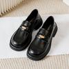 2024 Women Black British Style Leather Shoes 2024 Platform Shoes Spring Autumn Retro Loafers Thick Heel Soft Sole JK Single Shoe
