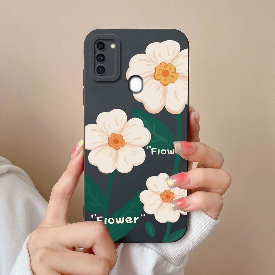Чехол для Samsung A11 Цветок Мягкий Жидкий Силикон Прочный Защита Линзы Задние Крышки Телефона Для Galaxy A 11 Funda Coque Для Женщины