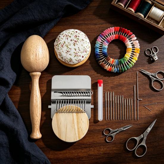 Мини-ткацкий станок Speed Weave Darning Loom, набор, стиль Speedweve с 14 крючками, с набором ниток, грибочком/яйцом для штопки, иглами, для шитья