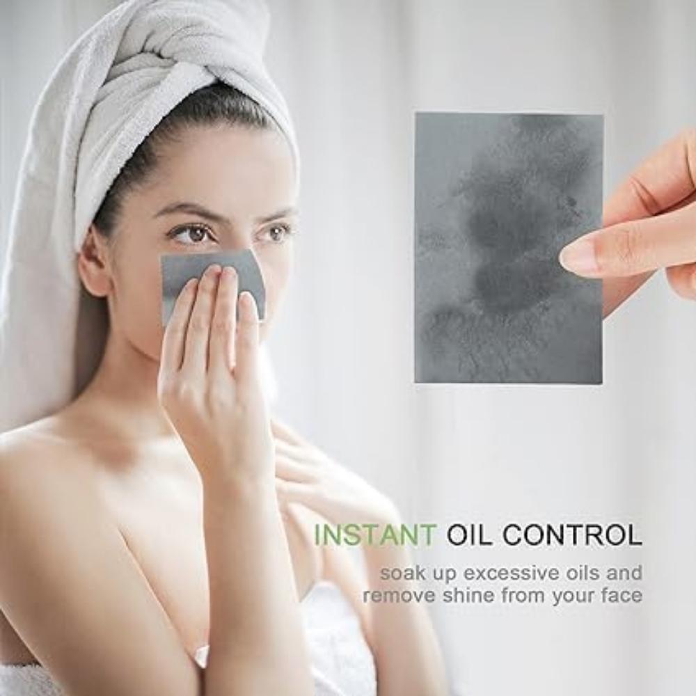 Премиальные натуральные матирующие салфетки для лица - 1x100 листов Плотная матирующая бумага для жирной кожи - Подходят для макияжа (Древесный уголь)