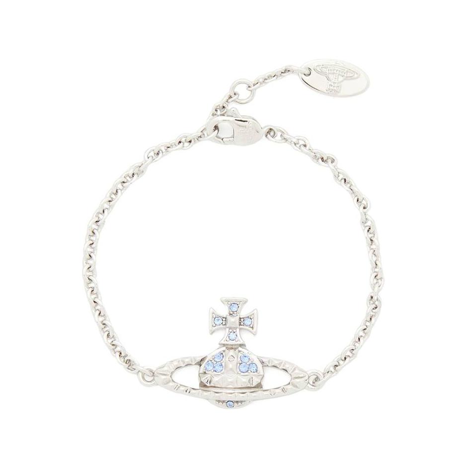 VIVIENNE WESTWOOD Майфэр Барельеф Классическая Серия Шипованный Сатурн Сезонная Ограниченная Синий Алмаз Серебряная Цепь Браслет Женский браслет 61020032-02W388