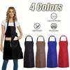 Фартук-нагрудник, фартуки унисекс, регулируемый, устойчивый с 2 карманами, кухонный фартук для шеф-повара, фартук для рисования барбекю