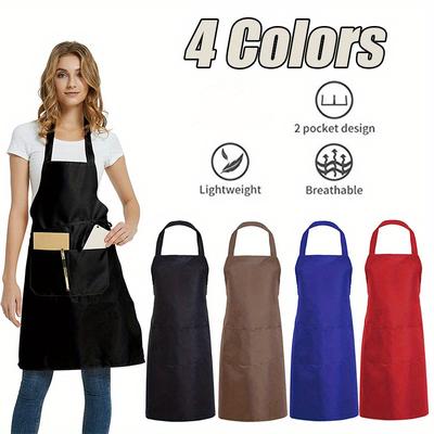 Фартук-нагрудник, фартуки унисекс, регулируемый, устойчивый с 2 ​​карманами, кухонный фартук для шеф-повара, фартук для рисования барбекю