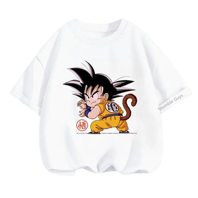 Летняя детская футболка 3-14 лет Dragon Ball Z Сон Гоку Аниме Подростковая одежда Модная повседневная футболка Одежда для мальчиков Футболка Детские топы