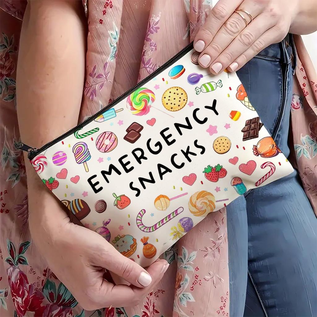 1pc Women'S Makeup Bag | Portable Travel Cosmetic Organizer with "Emergency Snacks" Design | Accessories |Makeup Travel Bag