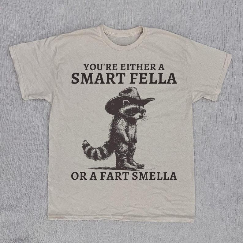 Vintage Smart Fella Raccoon 90's Shirt Fun Raccoon Vintage T-shirt Vintage 90's Wash Shirt Vintage Old Shirt Fun Gift Tops