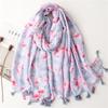 Spain Luxury Cotton Viscose Scarf Women Retro Floral Tassel Shawls And Wraps Pashmina Stole Bufandas Muslim Sjaal 180*90Cm