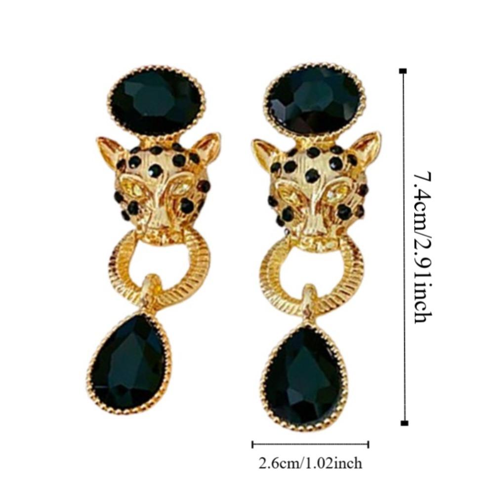 Crystal Vintage Earrings Women Ear Jewelry Rhinestone Stud Earrings Leopard Pendant Earrings  Gift