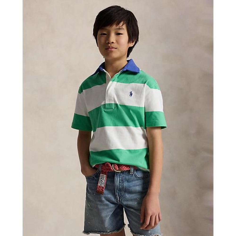 Polo Ralph Lauren Boys 8 18 Striped Cotton Short Sleeve Rugby Shirt