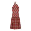Женское летнее пляжное платье А-силуэта с красной клеткой, халтер, без спинки, на завязках