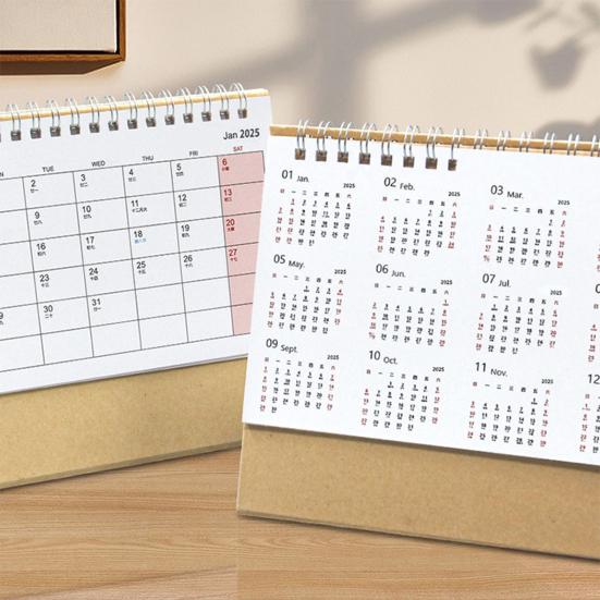 2025 Desk Calendar Small Stand Up Double-Coil Binding Monthly Calendar Daily Planner Event