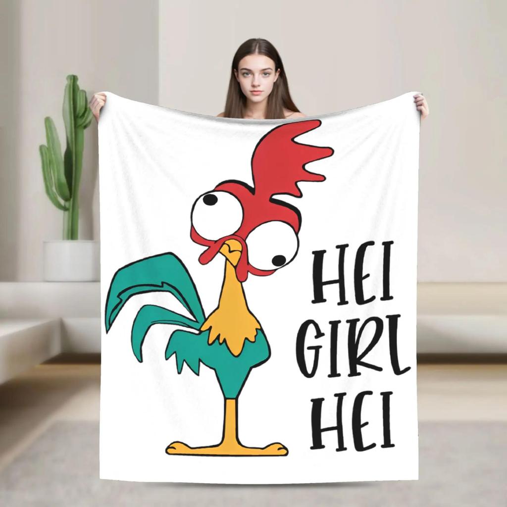 Moanas Hei Hei Rooster Character Flannel Blanket Winter Warm Throw for Kids Couch Bed Aesthetic Sofa Cover Bedspread