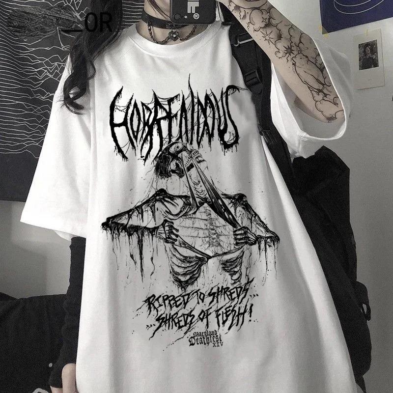 Summer Unisex T-shirts Goth Short Sleeve T Shirt FeUnisex Aesthetic Loose Punk Grunge Streetwear Gothic Harajuku Y2k Clothes Tops Unisex