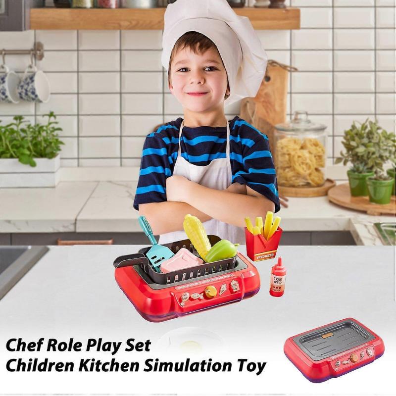 19Pcs/Set Mini Kitchen Playset Toy Simulated Frying Pan Food Utensils Accessories Toddlers Boys