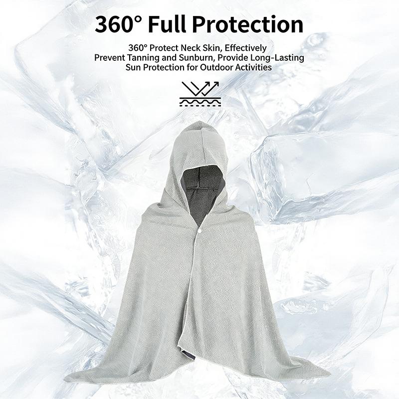 Ice Cool Beach Poncho Cover Up Quick Dry Sunscreen Clothing Oversized Hooded Towel Wrap 4-In-1 For Swimming Beach Pool Travel