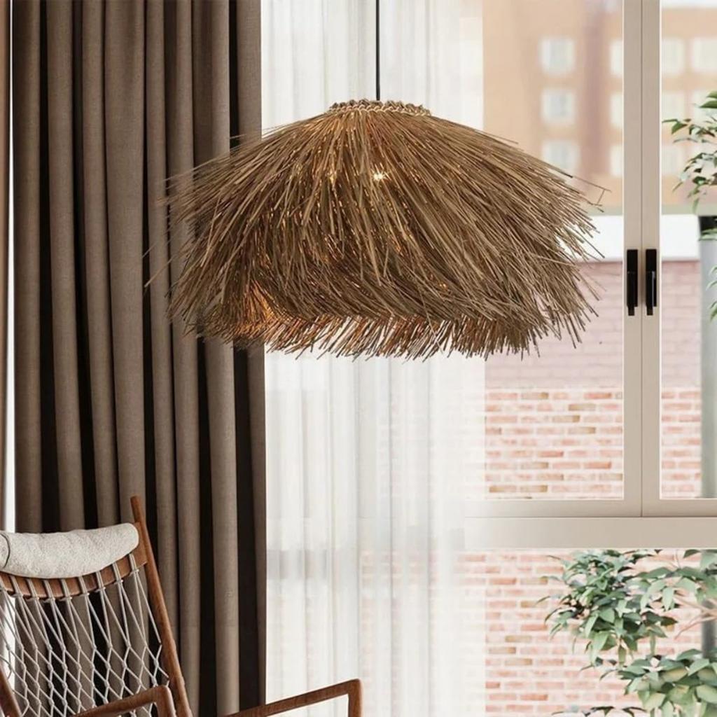 JOYINLED Japanese Retro Rattan Pendant Light, Brown 40/50/60cm Hand-Woven Rattan Chandelier for Dining Room Kitchen Bedroom Lamo
