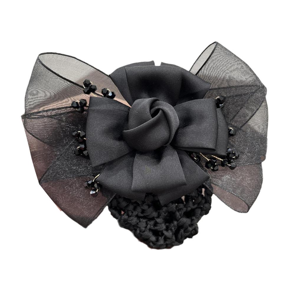 Hair Snoods for Women Hair Clip Barrette With Net Chignon Hair Bun Cover Bow-knot Decor Hair Clip