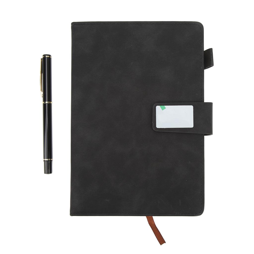 A5 Notebook PU Leather Cover Ribbon Bookmark Ink Proof Thick Paper Ruled Paper Notebook with Pen