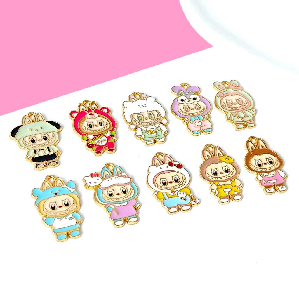 Мультяшный кулон Лабубу из сплава: Сделай сам брелок, ожерелье, подвеска для мобильного телефона