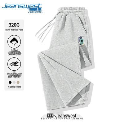Jeanswest Мужские повседневные спортивные штаны прямого кроя из тяжелой хлопковой смеси с принтом букв