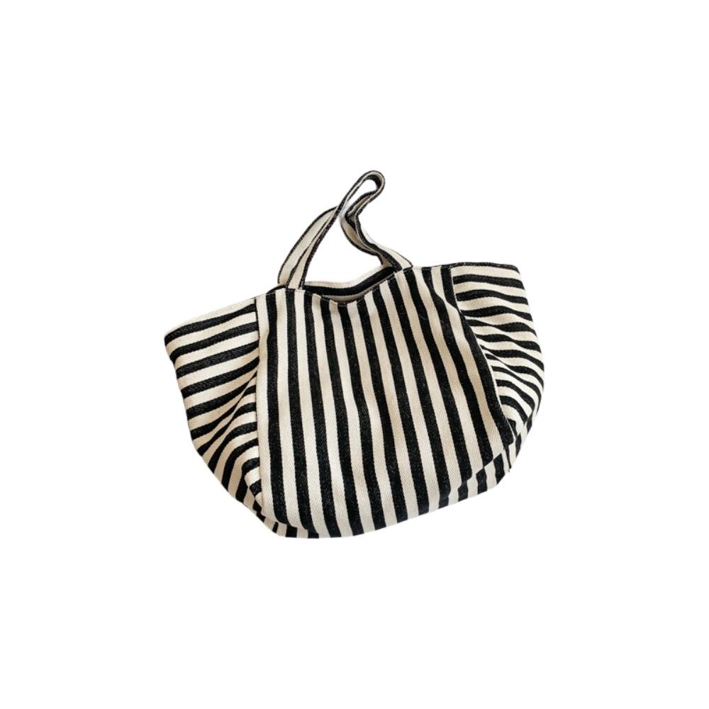Shopping Bag Cloth Shoulder Bag Canvas Felt Handbag Versatile Stripe Underarm Bag Travel