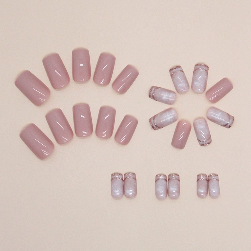 Длинные квадратные накладные ногти блестящие ногти Aurora модные накладные ногти своими руками