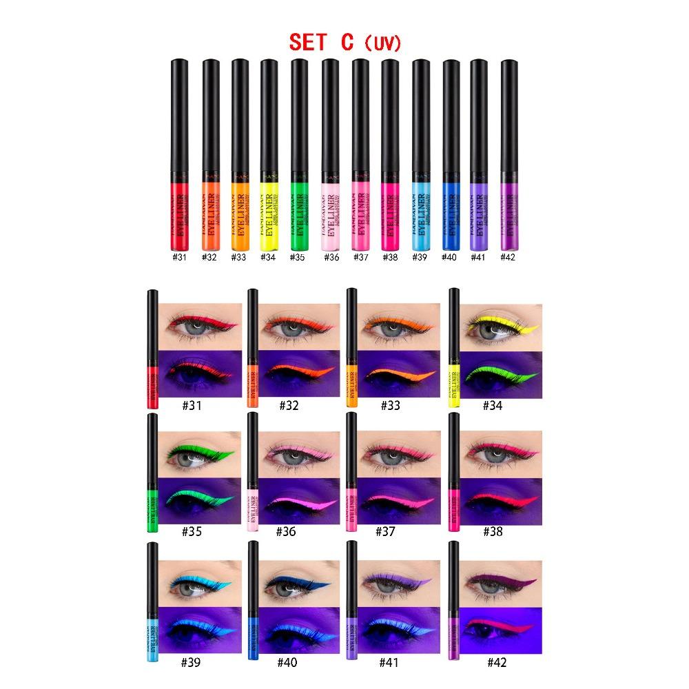 HANDAIYAN Тени для век Ручка 12-цветная подводка для глаз Ручка с рукавом Установленная матовая быстросохнущая жидкая подводка для глаз Клей для подводки для глаз