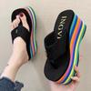 Fashion Beach Shoes Ladies' Slippers On A Wedge Women Heels Multicolored Sandals Gingham Rubber Flip Flops Luxury Slides Sabot High Flat