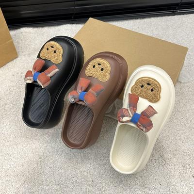 2025 лето и осень новая верхняя одежда водонепроницаемая и нескользящая педаль медведь сумка голова тапки на толстой подошве с небольшой высотой подъема