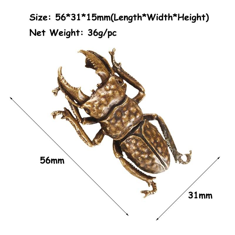 Антикварные бронзовые цельные жуки Миниатюрные фигурки Чайные украшения для стола для домашних животных Винтажная латунная карманная скульптура жука Пресс-папье для учебы ARI
