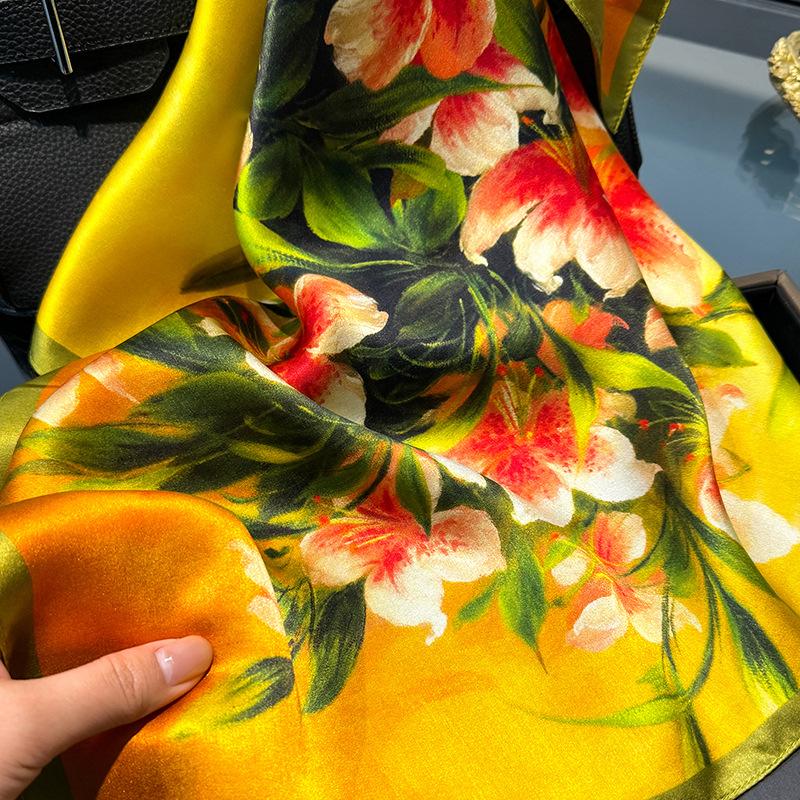 Square Hijab Headband 100% Real Silk Scarf Scarves Wraps Shawl Women Ladies Foulard Natural Pashmina Fashion New Bandana