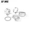 Metal Punk Ring Set Multilayer Ring Sliver Color Hip Pop Women Vintage Spiral Chunky Knuckle Joint Fashion Jewelry