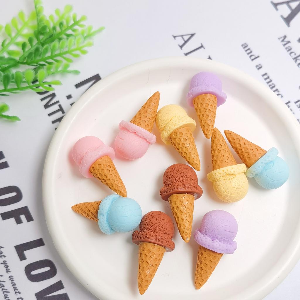 Summer Theme Resin Mixed Color Ice Cream Flat Back Resin Charms 3D Food Minaiture for DIY Jewelry, Scrapbooking Crafts