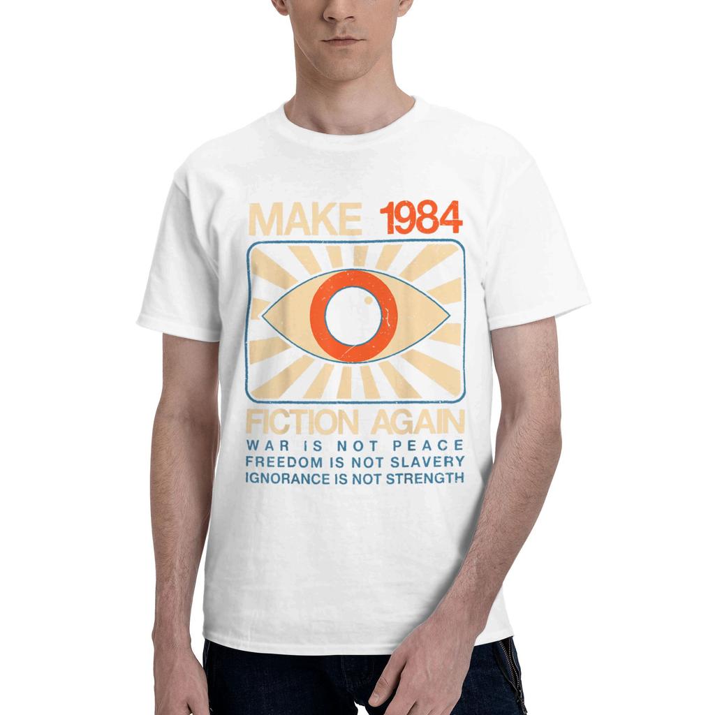 Make 1984 Fiction Again Dystopian Unisexs T Shirts 1984 George Orwell Tee Shirt Short Sleeve Round Collar TShirt CottonClothes
