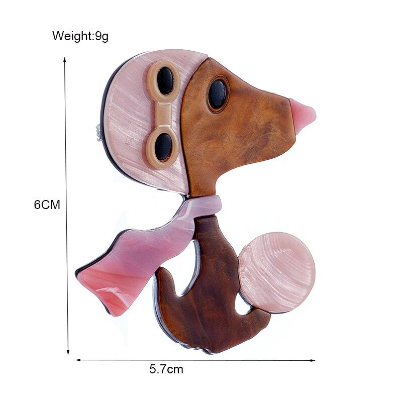 Blucome Acrylic Material Brooches Women Fashion Dog with Pink Scarf Women's Brooch New Arrival Girls Pins On Bags Clothes