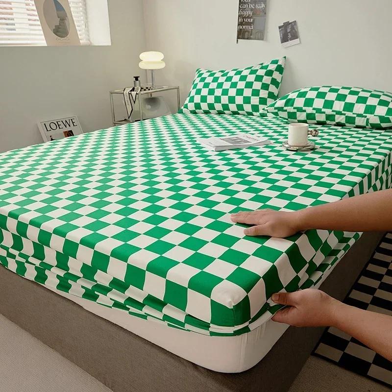 Простыня на резинке из хлопка с резинкой, нескользящая, регулируемая, чехол для матраса, подходит для двуспальной кровати, постельное белье для кровати