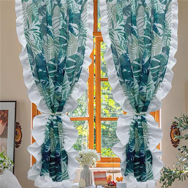 Занавеска для окна из полиэстера, хлопка и льна с принтом, кухонная занавеска с рюшами, занавеска для эркера, короткая занавеска, готовая занавеска для эркера, художественный декор