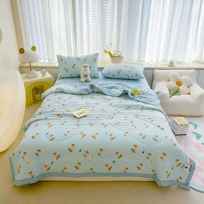 Ультрамягкое летнее охлаждающее одеяло — легкое, дышащее и приятное для кожи с тисненым цветочным принтом для всех сезонов — идеально для спальни