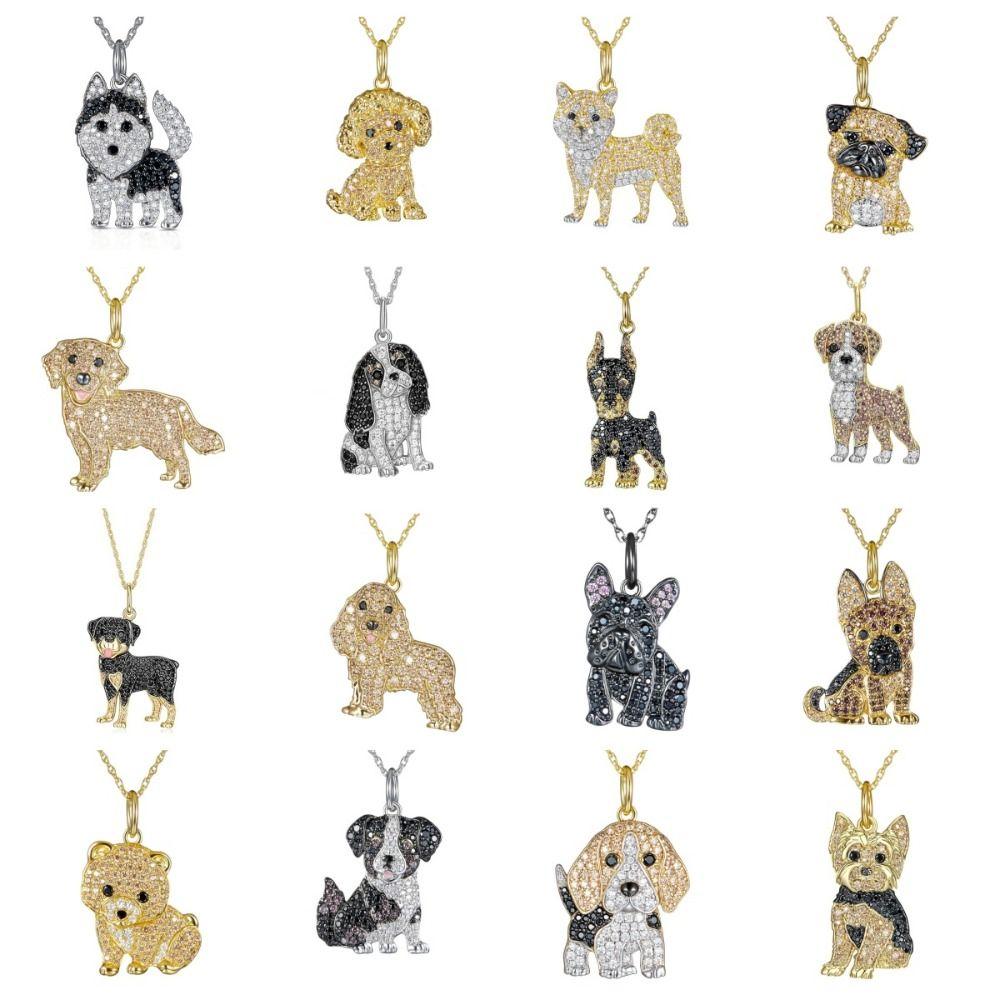 Rhinestone Beagle Pendant French Bulldog Dog Necklace Exquisite Pet Puppy Necklace Memorial Gift